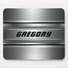 Masculine Faux Silver Stripes Design Monogramed Muismat