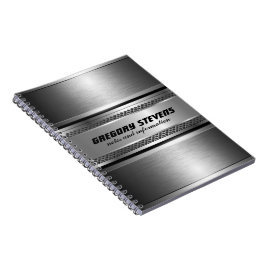 Masculine Faux Silver Stripes Design Monogramed Notitieboek