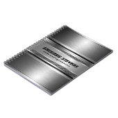 Masculine Faux Silver Stripes Design Monogramed Notitieboek (Linkerzijde)