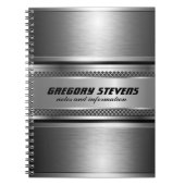 Masculine Faux Silver Stripes Design Monogramed Notitieboek (Voorkant)