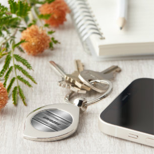 Masculine Faux zilveren strepen patroon Sleutelhanger