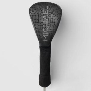 Masculine Faux zwart leer gepersonaliseerd Golfheadcover