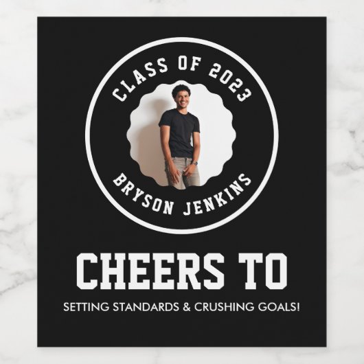 Masculine foto Afstuderen Wijn Etiket (Enkel label)