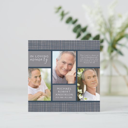 Masculine Foto Funeral Sympathie Bedankkaart (Staand voorkant)