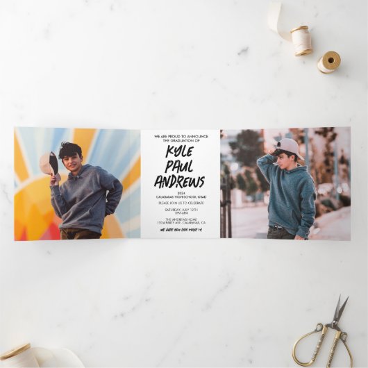 Masculine Fotodrievoudig Afstuderen Drieluik Programma (Binnen)