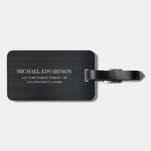 Masculine geborsteld metaal bagagelabel (Achterkant horizontaal)