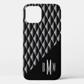 Masculine Geometric Pattern Monogrammed Black Case-Mate iPhone Case (Achterkant)