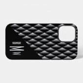 Masculine Geometric Pattern Monogrammed Black iPhone Hoesje (Achterkant horizontaal)