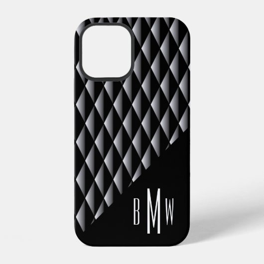 Masculine Geometric Pattern Monogrammed Black iPhone Hoesje (Achterkant)