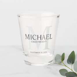 Masculine Gepersonaliseerd monogram en naam Grooms Shot Glas