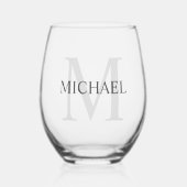 Masculine - Gepersonaliseerd monogram en naam Wijnglas Zonder Voet (Voorkant)
