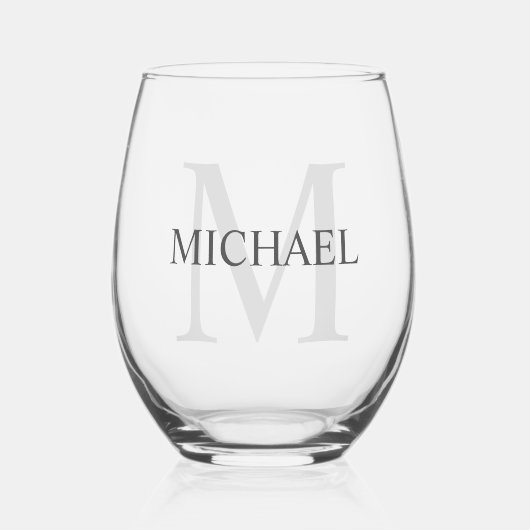 Masculine - Gepersonaliseerd monogram en naam Wijnglas Zonder Voet (Voorkant)