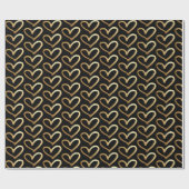 Masculine Gold Heart Black Valentijnsdag Gift Cadeaupapier (Vlak)