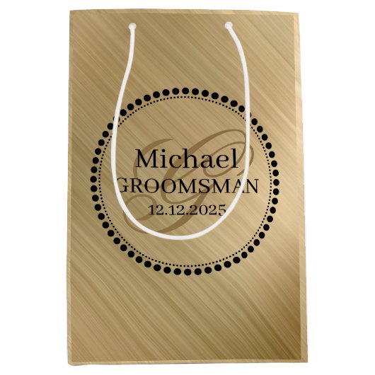 Masculine Gold Specialized Groomsman Medium Cadeauzakje (Voorkant)