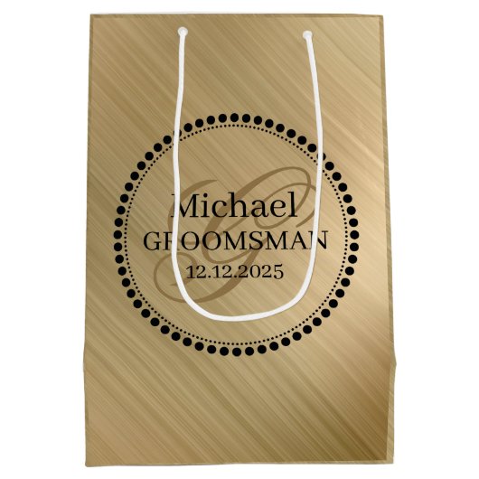Masculine Gold Specialized Groomsman Medium Cadeauzakje (Achterkant)