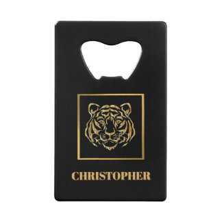 Masculine Gold Tiger Face Credit Card Opener Creditkaart Flessenopener