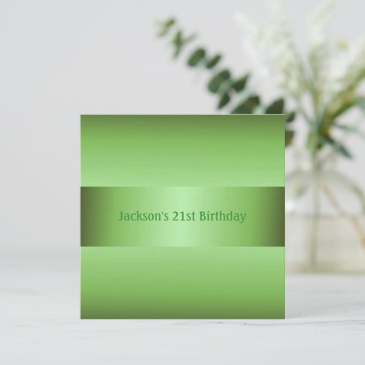 Masculine Green 21st Birthday Party Kaart (Staand voorkant)