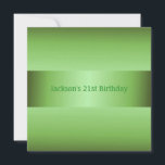Masculine Green 21st Birthday Party Kaart<br><div class="desc">Birthday Party Invitations. Geschikt voor alle verjaardagen en -gebeurtenissen. Eenvoudige stijl met kleur van groene gradiënten Achtergronden en versieringen. Rsvp is beschikbaar op verzoek in gelijkaardige stijl.</div>