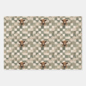 Masculine Grey Blue Checkered Highland Cow Inpakpapier Vel (Voorkant 2)