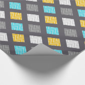Masculine grijs blauw geel geometrisch patroon cadeaupapier (Hoek)