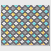 Masculine grijs blauw geel geometrisch patroon cadeaupapier (Vlak)