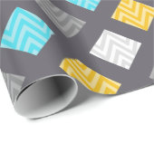 Masculine grijs blauw geel geometrisch patroon cadeaupapier (Rol Hoek)