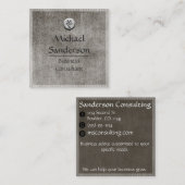 Masculine grijs getextureerde kijk consultant vierkante visitekaartje (Voorkant / Achterkant)