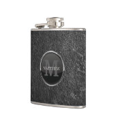 Masculine Grunge Slate Rock Design Name Monogram Heupfles (Links)