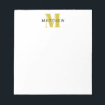 Masculine Initiaal/Naam Monogram Black en Gold Notitieblok<br><div class="desc">Pas dit notitiepad aan voor uzelf of als geschenk! Voeg jouw naam toe gebruikend de gemakkelijke vorm van de sjabloon. Selecteer "pas verder aan"om doopvonten of kleuren te veranderen.</div>