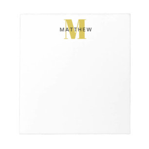 Masculine Initiaal/Naam Monogram Black en Gold Notitieblok