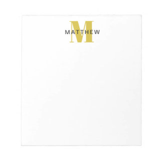 Masculine Initiaal/Naam Monogram Black en Gold Notitieblok