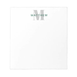 Masculine Initiaal/Naam Monogram Donkergroen en gr Notitieblok