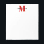 Masculine Initiaal/Naam Monogram zwart en rood Notitieblok<br><div class="desc">Pas deze laptop aan voor uzelf of als geschenk! Voeg jouw naam toe gebruikend de gemakkelijke vorm van de sjabloon. Selecteer "pas verder aan"om doopvonten of kleuren te veranderen.</div>