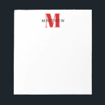 Masculine Initiaal/Naam Monogram zwart en rood Notitieblok<br><div class="desc">Pas deze laptop aan voor uzelf of als geschenk! Voeg jouw naam toe gebruikend de gemakkelijke vorm van de sjabloon. Selecteer "pas verder aan"om doopvonten of kleuren te veranderen.</div>