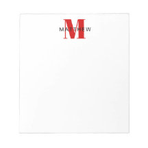 Masculine Initiaal/Naam Monogram zwart en rood