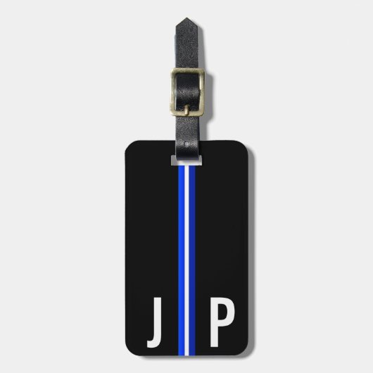 Masculine Initiaal Stripe - Aangepast LABEL Bagagelabel (Voorkant verticaal)