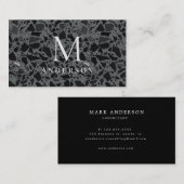 Masculine Marble Double Monogram Visitekaartje (Voorkant / Achterkant)