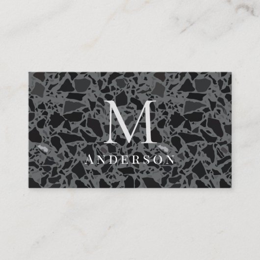 Masculine Marble Double Monogram Visitekaartje (Voorkant)