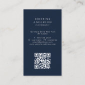 Masculine Marine Blauw Ombre Klassiek Monogram QR  Visitekaartje (Achterkant)