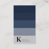 Masculine Marine Blauw Ombre Klassiek Monogram QR  Visitekaartje (Voorkant)
