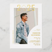 Masculine minimalistische foto Afstuderen Folie Uitnodiging (Voorkant)