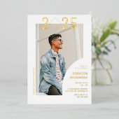 Masculine minimalistische foto Afstuderen Folie Uitnodiging (Staand Voorkant)