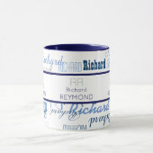 masculine modern typografiemanspatroon op blauw mok (Midden)