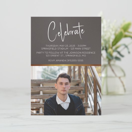 Masculine Moderne Foto Afstuderen Kaart (Staand voorkant)