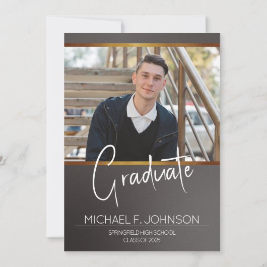 Masculine Moderne Foto Afstuderen Kaart (Achterkant)