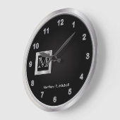 Masculine Monogram Black en Silver Executive Grote Klok (Hoek)
