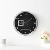Masculine Monogram Black en Silver Executive Grote Klok (Huis)