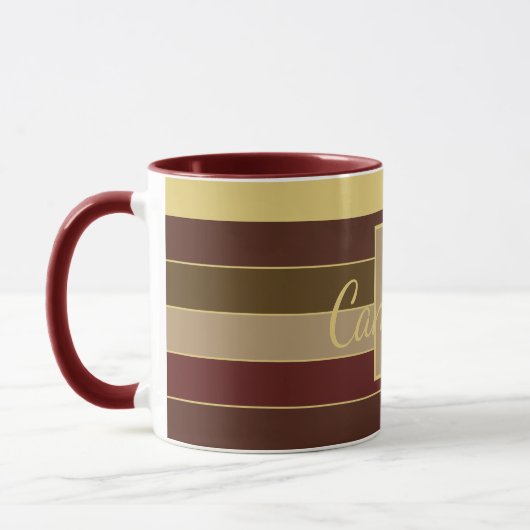 MASCULINE MONOGRAM BROWN MAROON YELLOW STRIPE MOK (Links)