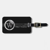 Masculine Monogram Executive Black Style Bagagelabel (Voorkant horizontaal)