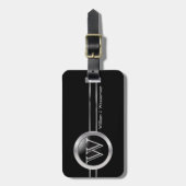 Masculine Monogram Executive Black Style Bagagelabel (Voorkant verticaal)